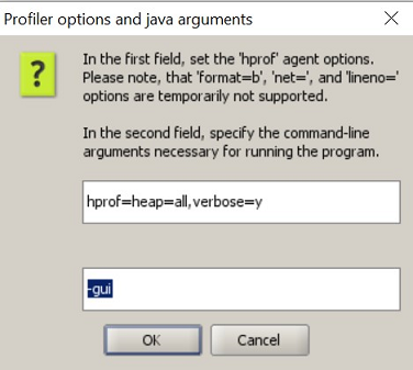 Profiler and java options